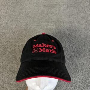 Maker's Mark Hat Cap Strap Back Mens OS Black Red Bourbon Whisky Embroidered